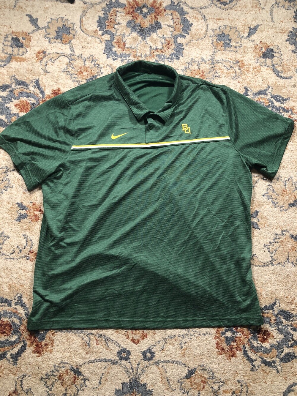 Baylor Bears Shirt Mens 3XL Green Nike Dri-Fit Polo Swoosh Logo NCAA Golf